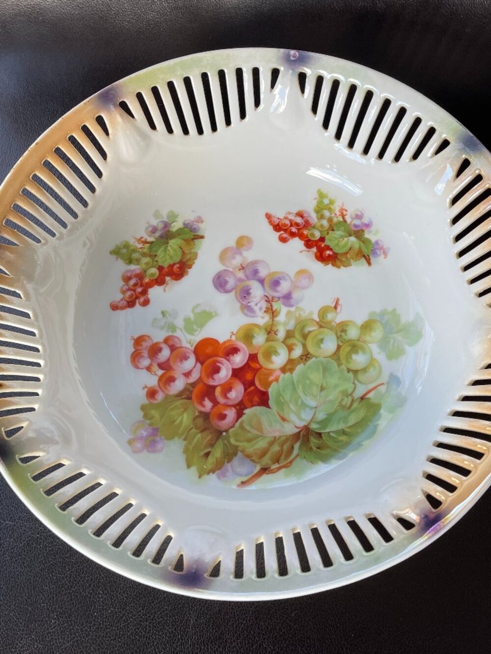 Vintage 20s Bavaria Carl Schumann Serving Bowl with reticulated rim